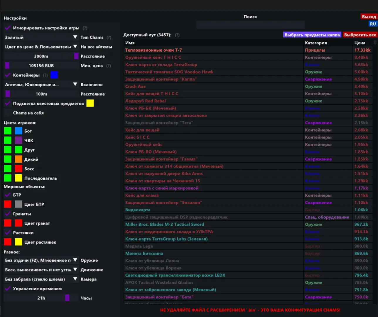 chams full для escape from tarkov chams full - основное изображение